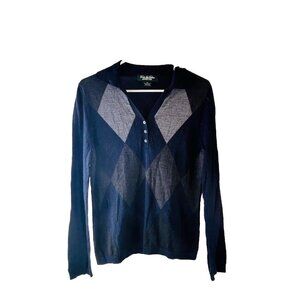 Brooks Brothers Country Club Womens XL Extra Fine Merino Wool Argyle Sweater